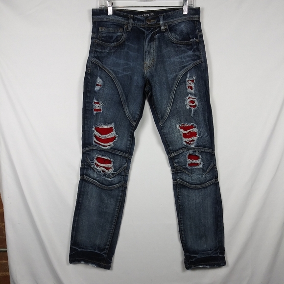 Arketype Jeans Mens 32 x 32 Blue Ripped Distressed Hip Hop Blue Denim - Picture 1 of 8